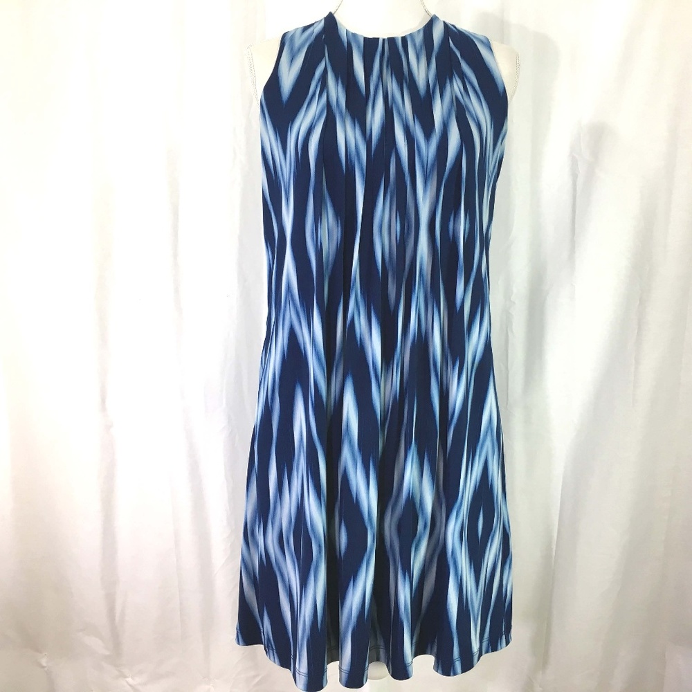 Calvin Klein knit dress blue ikat print (E604)